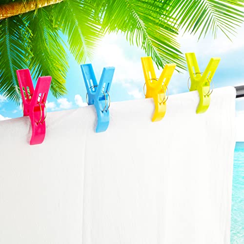 4 Pack Beach Towel Clips Chair Clips Towel Holder,Plastic Clothes Pegs Hanging Clip Clamps,Beach Clips, Towel Clips For Beach Chair, Blankets, Pool Loungers, Cruise #TOP5