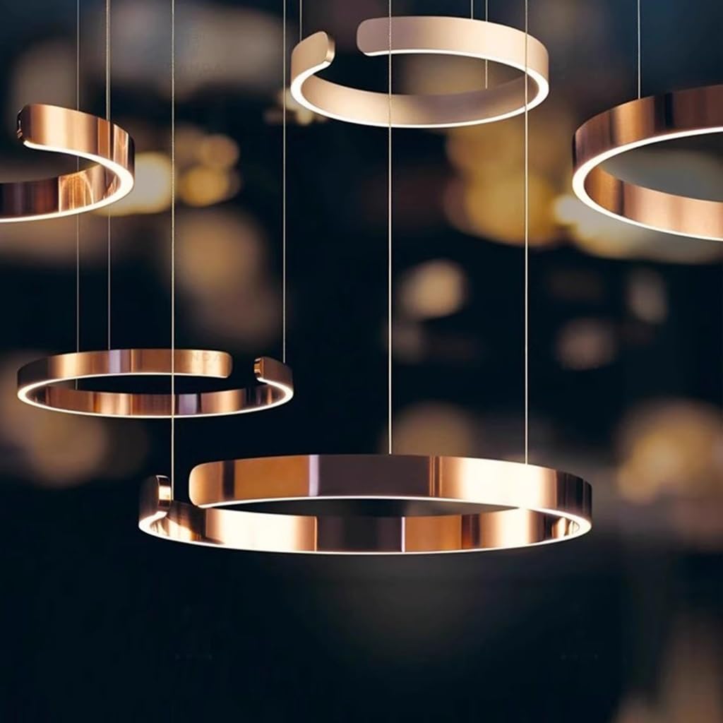 LED Hängeleuchte Dimmbar Moderne Ring Esszimmer-Pendelleuchte Kreatives C Design Hängelampe Höhenverstellbar Pendellampe Für Esstisch,Wohnzimmer,Schlafzimmer(Schwarz,1 ring/60CM/38W)