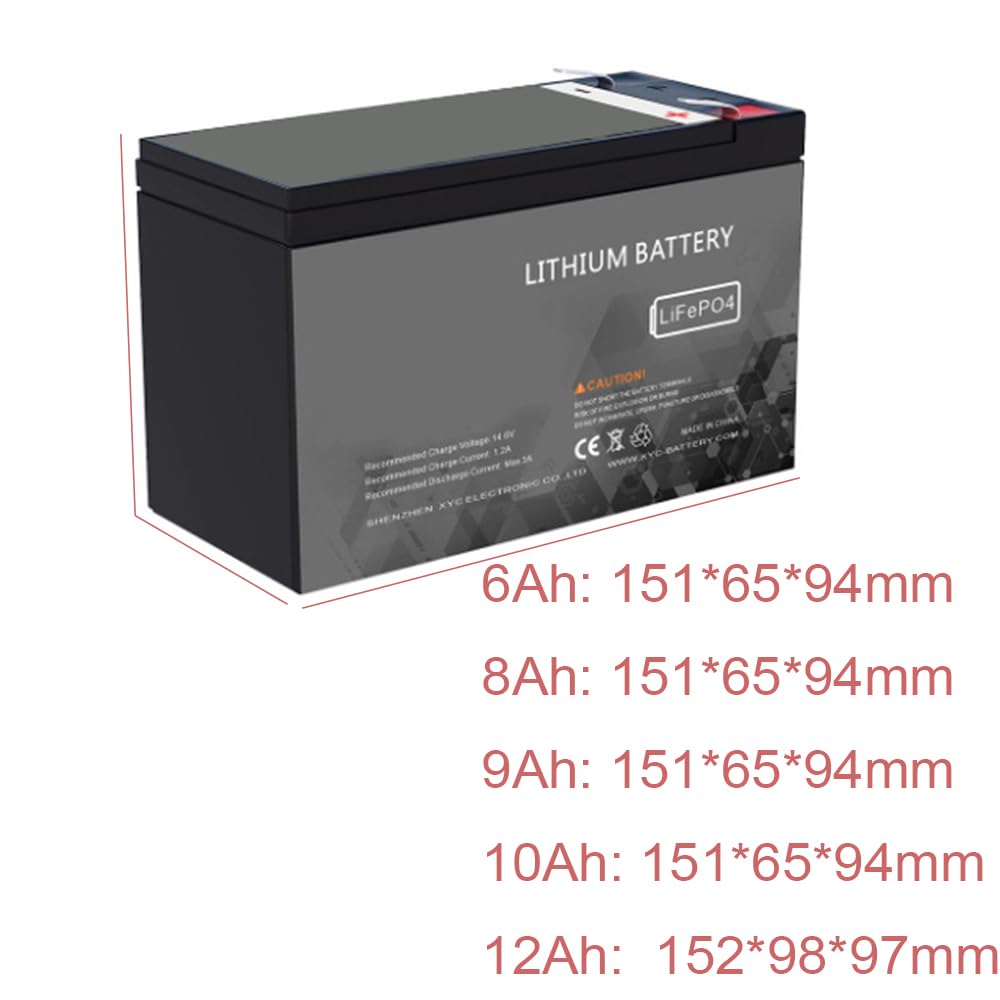 Batterie au Plomb de Remplacement 12,8 V 10 Ah 12 Ah 18 Ah 20 Ah LiFePO4 (Lithium-Fer-Phosphate) pour système de Panneaux solaires et Alimentation de Secours pour Camping-Car.