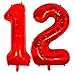 DIWULI, XXL Palloncini Numero 12, Palloncino 12 Anni Decorazioni, Rosso Pallone in Foil Numeri Gonfiabile Grande Gigante Ragazzo Ragazza, 12° Compleanno Decorazione, Matrimonio, Festa, Anniversario