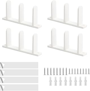 4 Pcs Sliding Closet Door Floor Guide, Closet Doors Bottom Plastic Track Sliding Guides Floor Mount, Easy Installation with Screws Adhesive Pads, White for Door Siding Slide Guide