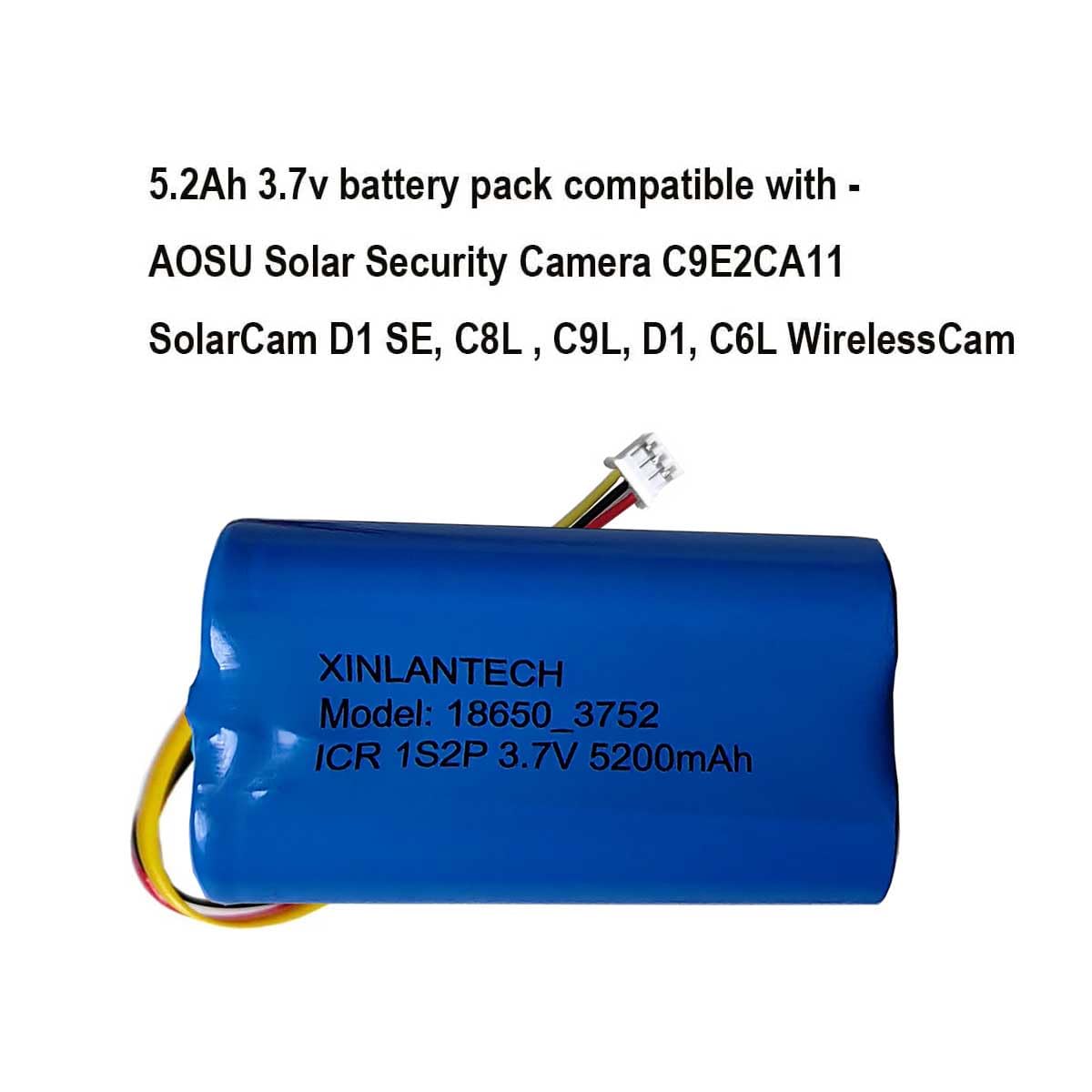 Batterie Lithium Ion Aosu Batterie Rechargeable 3,7V 5200mAh Pour Caméras AOSU - Remplacement Pour D1 SE, DC8L, C8L, P1 Lite Et Modèles SolarCam Batterie Li-ion 3.7V