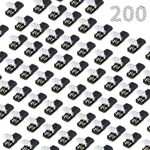 200 Pcs 2 Pin Wire Connector for LED Strips, Quick Connect Electrical Connectors, Double Wire Plug in Connector for LED Strip Lights, No Stripping e & Solderless
