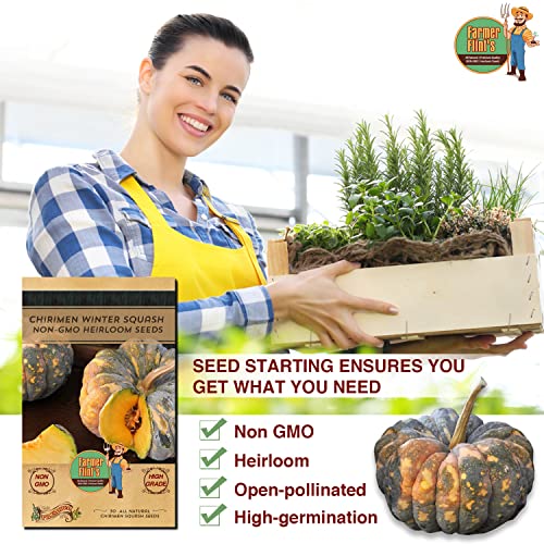Farmer Flints Chirimen Winter Squash Seeds - Pack Of 30 Kabocha Squash Seeds For Planting - Heirloom Seeds Non Gmo Organic, High Germination Fresh Japanese Pumpkin Seeds For Planting Vegetables #TOP4
