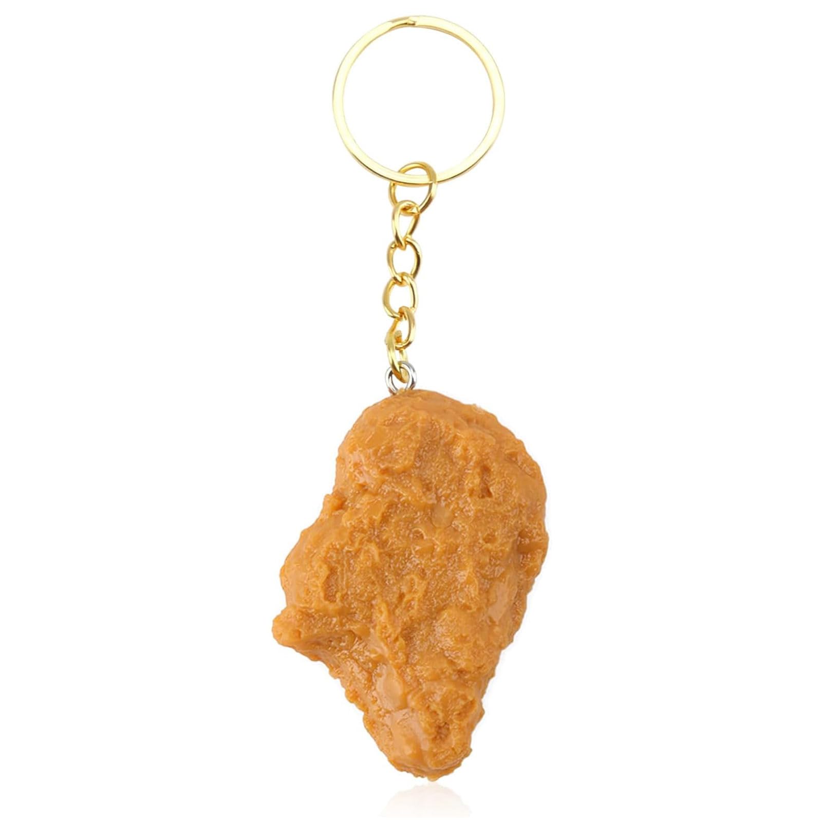 JYTDBCSSimulation chicken nugget model key chain, children's food and play, realistic chicken nugget model, ring key chain,funny keyring