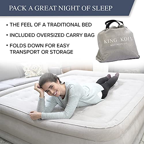 image for King Koil Luxury Built-in Pillow Top Queen Air Mattress with Built-in 