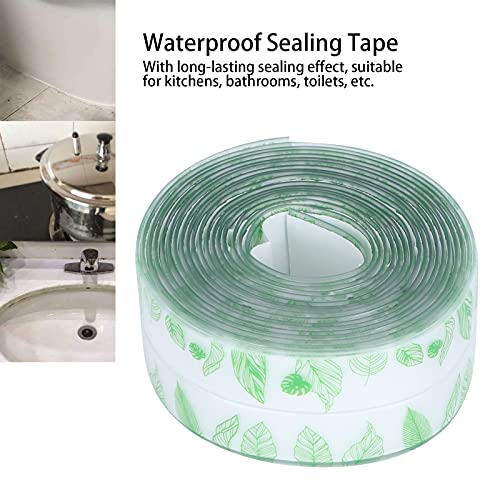 Image of Caulk Tape, Sealing Strip Eco-Friendly PVC for Toilet Walls for Kitchens for Shower Rooms for Bathtubs(Transparent Verdant Green Leaves, Polar Animals)