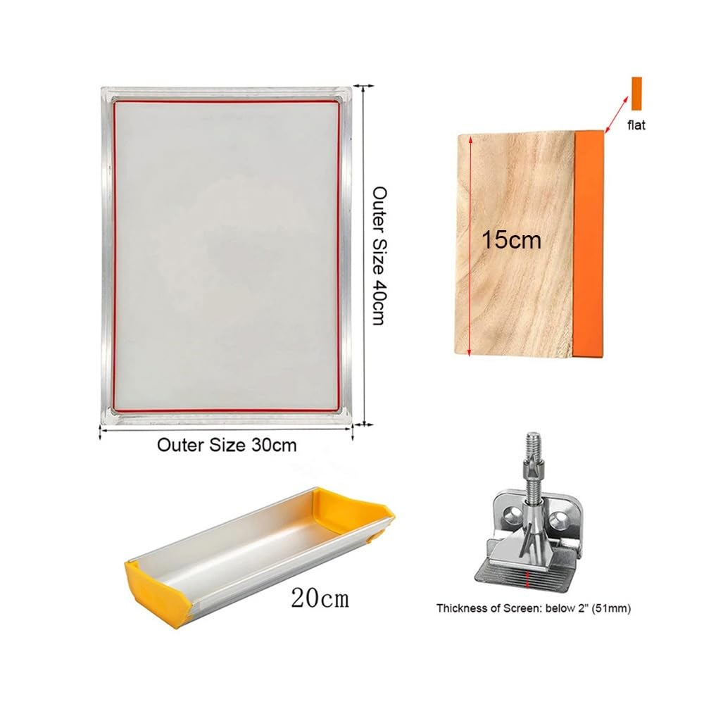 Zestaw do sitodruku A3/A4 1 szt. z aluminiową ramą i siatką 50-420 – zestaw do samodzielnego drukowania na koszulkach, papierze, plastiku i innych materiałach(A3kitsx140Tx350mesh)