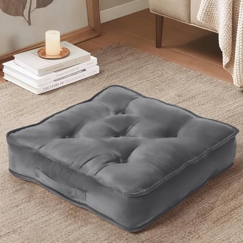 ZZZMRH Velvet Booster Cushion - Large Booster Seat Dining Chair 50x50+10cm, Booster Seat - Armchair Thick Floor Cushion, Booster Cushion, Pregnancy & Post-Operative Adults Chair, Car Seat Sofa-Grey