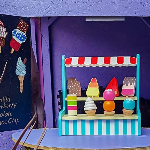 Childs Wooden Ice Cream Shop Lolli Stand Pretend Play Food Set Toy