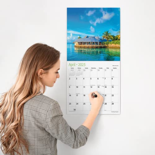 Red Ember Amazing Escapes 2023 Hangable Monthly Wall Calendar | 12" X 24" Open | Thick & Sturdy Paper | Giftable | Beautiful Scenic Vacation Photography Travel The World #TOP3