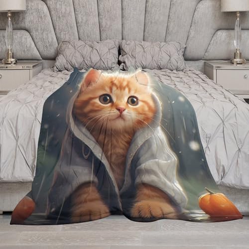 Manta de franela para sofá cama microfibra suave con estampado de gatos 7