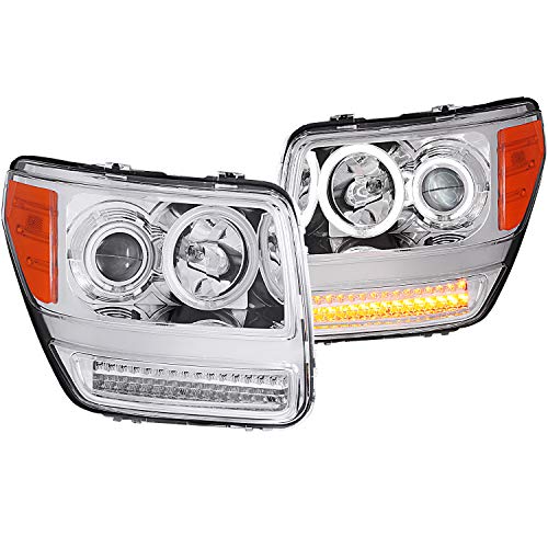 Anzo USA 111144 Dodge Nitro G2 Projector Halo Chrome Clear AmberHeadlight Assembly - (Sold in Pairs)