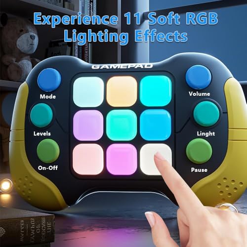 Handheld Light Up Fidget Toys, Upgrade Flashing Handheld Light Up Fidget Toys Game for Kids Teens Adults, Electronic Brain Memory Game, Quick Push Buttons Gamepad for Xmas Birthday Gift (Blue)
