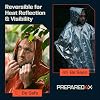 PREPARED4X Emergency Mylar Poncho Survival Rain Poncho with Hood Lightweight, Compact, Reusable Emergency Blanket Poncho for Hiking, Camping, Thermal Gear, Car Kit, Outdoors