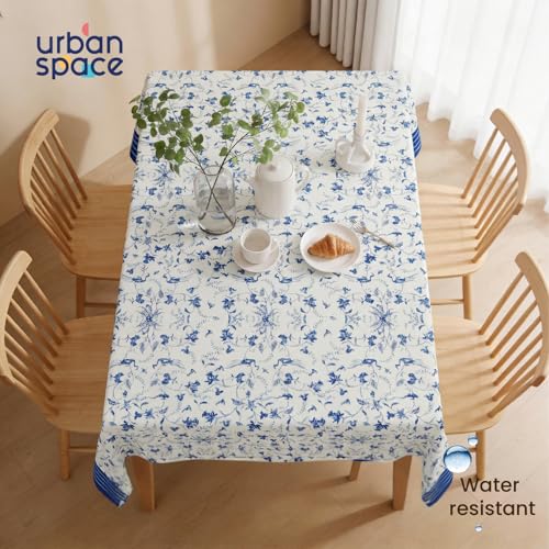 Image of Urban Space Table Cover for Dining 6 Seater, Water, Dust and Stain Resistant Dining Table Cloth for 6 Seater, Anti Skid Cover Cloth for Center Table, Home Decor (Melody Ivory- 52 inchx92 inch)