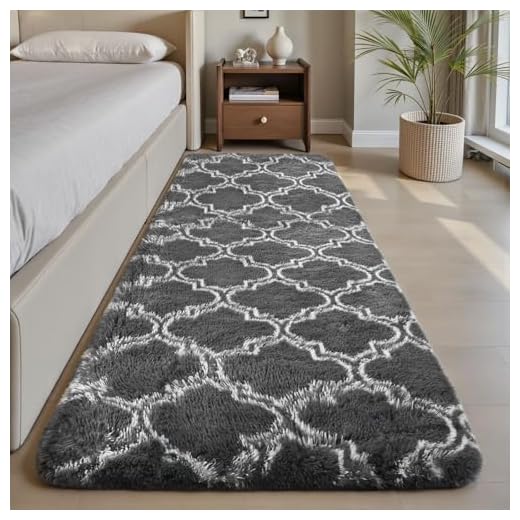 Sour Lemon Tapis de Salon 60 x 120 cm Gris - Lavable, Antidérapant, Moelleux - Tapis Shaggy Doux pour Chambre à Coucher, Enfants, Couloir, Salon