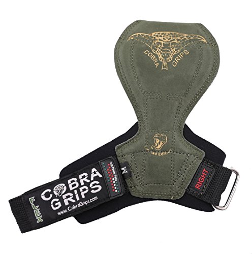 2018 Cobra Grips Flex Model Weight Lifting Gloves Heavy Duty Straps Alternative Power Lifting Hooks Best for Deadlifts with Padded Wrist Wrap Support Bodybuilding (Medium Green Rubber)