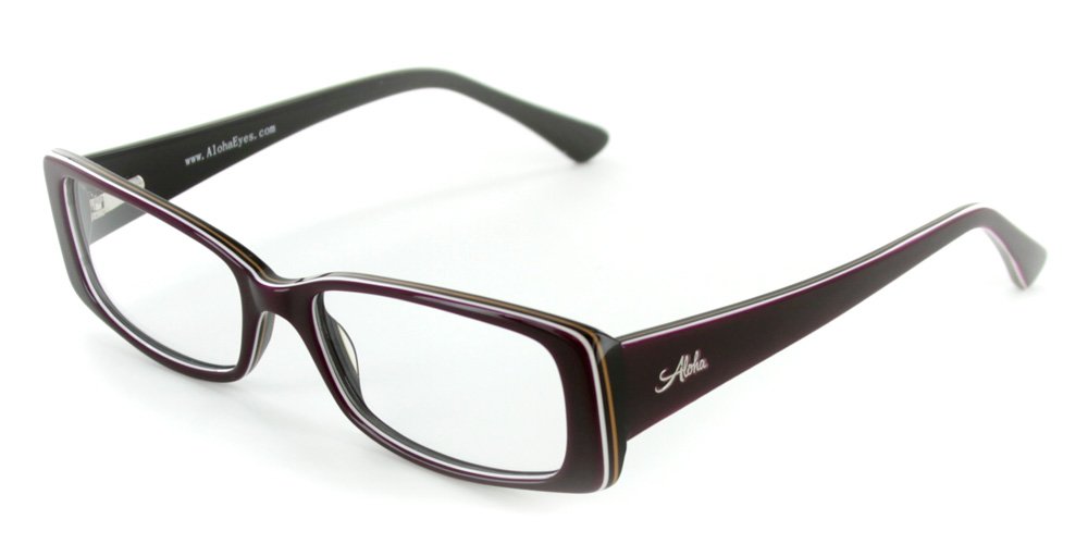 Aloha EyewearAloha Eyes Unisex "Mauna Kea"Optical-Quality RX-Able Rectangular Frames 53x16x135mm