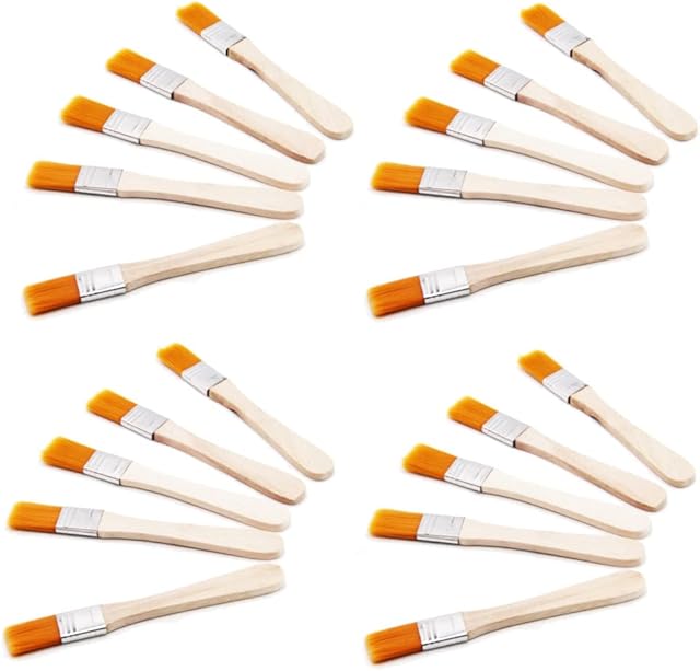 20 Pieces Paint Brushs Wooden Handle Paint Brushs Nylon Paint Brushs Dust Yellow Brush Gloss Paint Brush Used for Art Painting Drawing Cleaning Dust Brushing Glue(11mm)