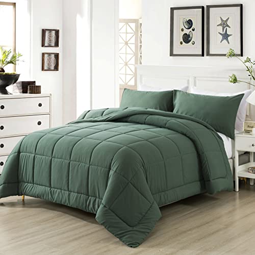 Downcool All Seasons Sage Green Bedding Comforters & Sets With 1 Pillow Case -2 Pieces Bed Set Twin Down Alternative Comforter Set -Bedding Comforter Sets Twin (64X88 Inches) #TOP1