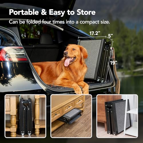 Dog Ramp for Car 71'' X-Long & 17.2" Wide Folding Dog Ramps for Large Dogs with Non-Slip Rug Surface Portable Dog Car Ramp for SUV Car & Truck, Outdoor Dog Ramp Up to 250 LBS - Image 6