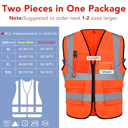 Image of XPCARE Reflective Safety Vests For Women Men, High Visibility Security Vest Pockets and Zipper Front Construction Work Vest