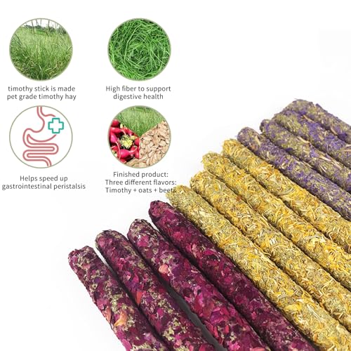 AMSGANK Rabbit Chew Toys, Rabbit Treats Natural Hay Sticks with Petals Hamster Molar Teeth Toys Boredom Breakers for Bunny, Chinchillas, Guinea Pigs, Hamster, Hedgehogs (18 Pcs) - Image 6