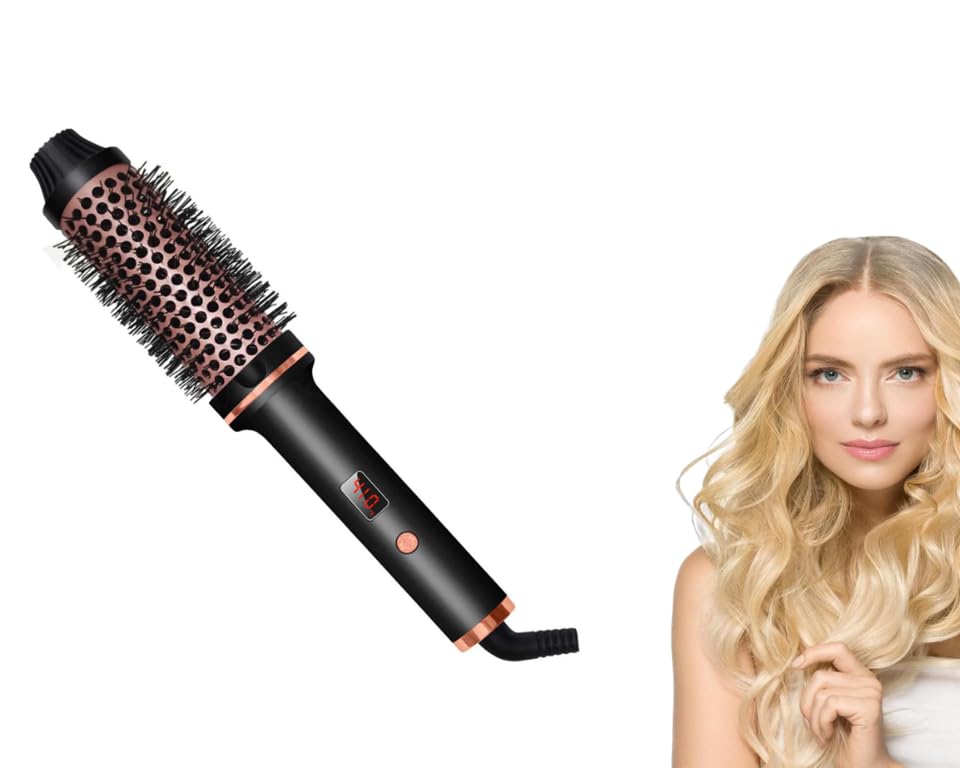Thermal Brush, Curling Iron Brush Volumizing Brush Heated Round Brush Ceramic Tourmaline Ionic Curling Comb Dual Voltage Travel Curling Iron, Hairbrushes LCD Display, 10 Temperature Settings