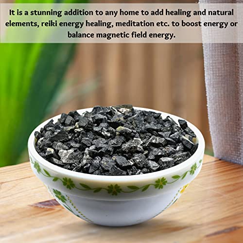 Image of Amazing Gemstone Black Tourmaline Crystal Chips Aquarium Gravel Rocks - Carnelian Chips Bulk Fish Tank Gravel, Small Tumbled Stone Chips and Tiny Crystals for Decoration (1000+ Carat Chips)