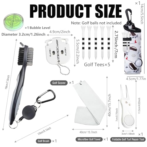 karamagic 11 Pcs Golf Accessories Kit, Include Golf Tees Golf Towel Golf Ball Bag with Hook Cleaner Brush Golf Ball Marker Golf Divot Tool Golf Score Counter - Thumbnail 2