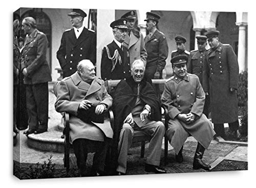 artprints1stop Canvas Print Wall Art - Classic WW II Vintage Photo Yalta Conference, 1945 (Churchill, Roosevelt and Stalin) - 36x24 inches