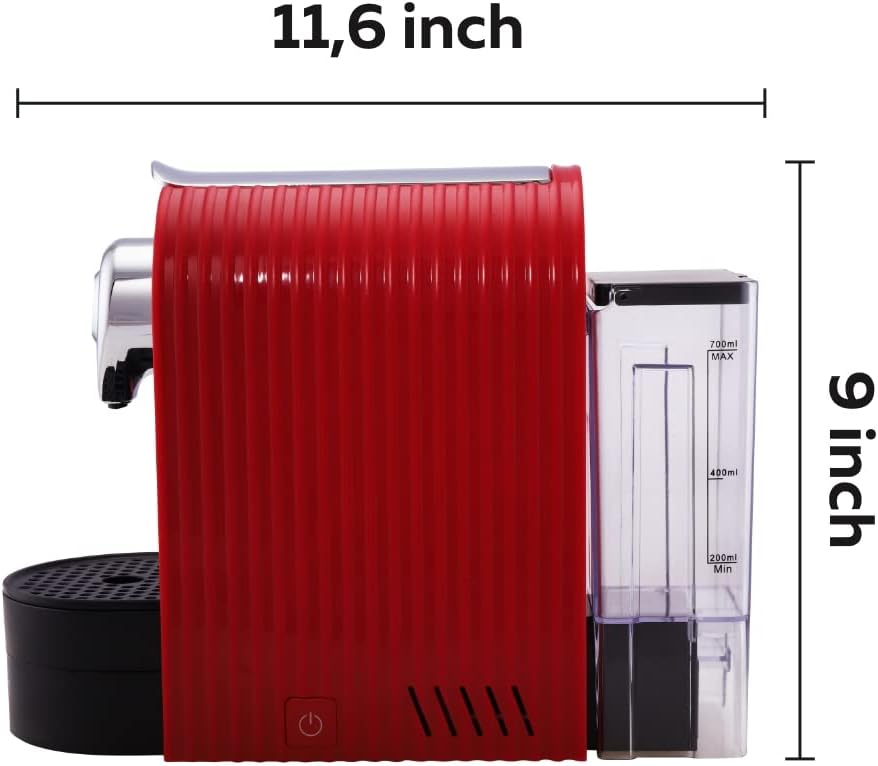 Bestpresso Espresso Machine Single Serve Coffee Maker, Compatible with Nespresso Orignial. Programmable Buttons for Espresso Pods. Premium Italian 19 Bar High Pressure Pump (Red) 5 51qBOMOYDdL. AC SL1000