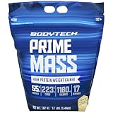 BodyTech Prime Mass - High-Calorie Mass Gainer - Supports Muscle Growth & Weight Gain - Vanilla (12 lb, 17 Servings)