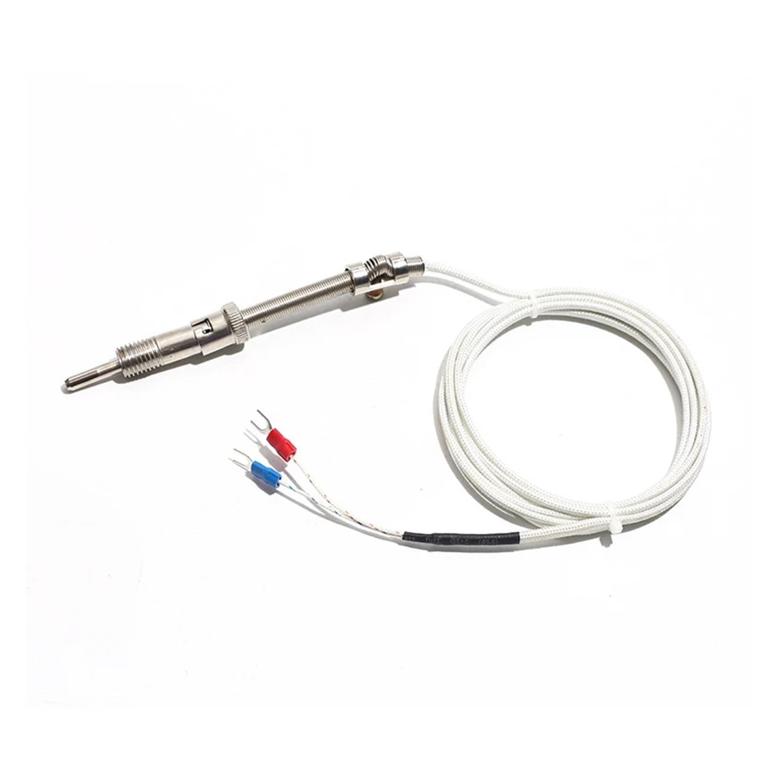 FULIMEI K/E Type Spring Loaded Thermocouple M12*1.5 Screw Thread Thermal Sensor Probe 5x30mm Glass Fiber Wire 1M-5M Temperature Resistance Cable(K Type 1M)