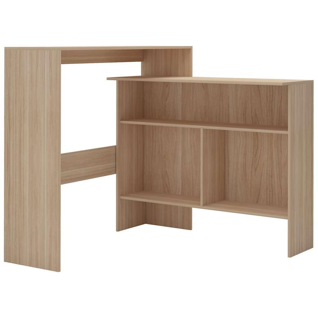 Tavolo da Bar Rovere in Legno Multistrato 138x40x120 cm | Consolle alta salvaspazio con tavolo interno estraibile e ruote, ideale per arredare cucina o soggiorno.