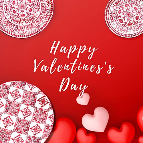 Sonemone Red Salad Plates 8.75 Inch, Set Of 4, For Salad, Appetizer, Christmas, Microwave & Dishwasher Safe #TOP6