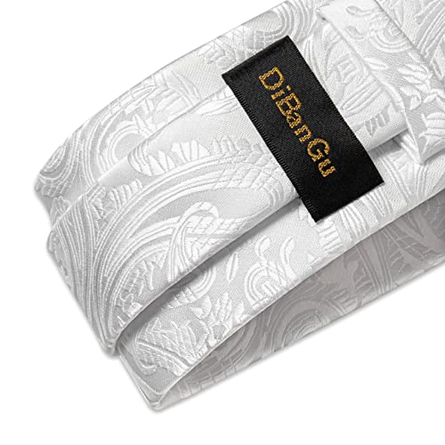 Image of DiBanGu Extra Long Tie for Men 63 inch XL Silk Necktie Set | Pocket Square and Cufflinks, Big and Tall, Jacquard Woven, Gift Box, Paisley /Plaid /Solid /Striped, for Weddinng Party Business