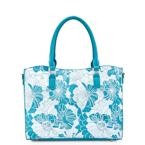 Image of Caprese Margot Satchel Bag, Medium | Stylish Floral Print Handbag for Women with Adjustable & Detachable Sling Strap | Secure Zip Closure | Perfect for Office & Daily Essentials
