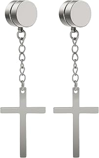 NEWITIN 1 Pair Magnetic Earrings for Men, Stainless Steel Magnetic Earrings, Non Piercing Clip, Cross Earrings for Men Wom... Price In India