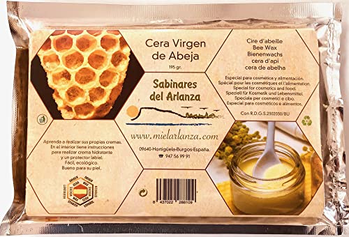 Cera de abeja natural (195g.) Origen España 100%. Cera de abeja para cosmética, cremas, pomadas, protector labial.