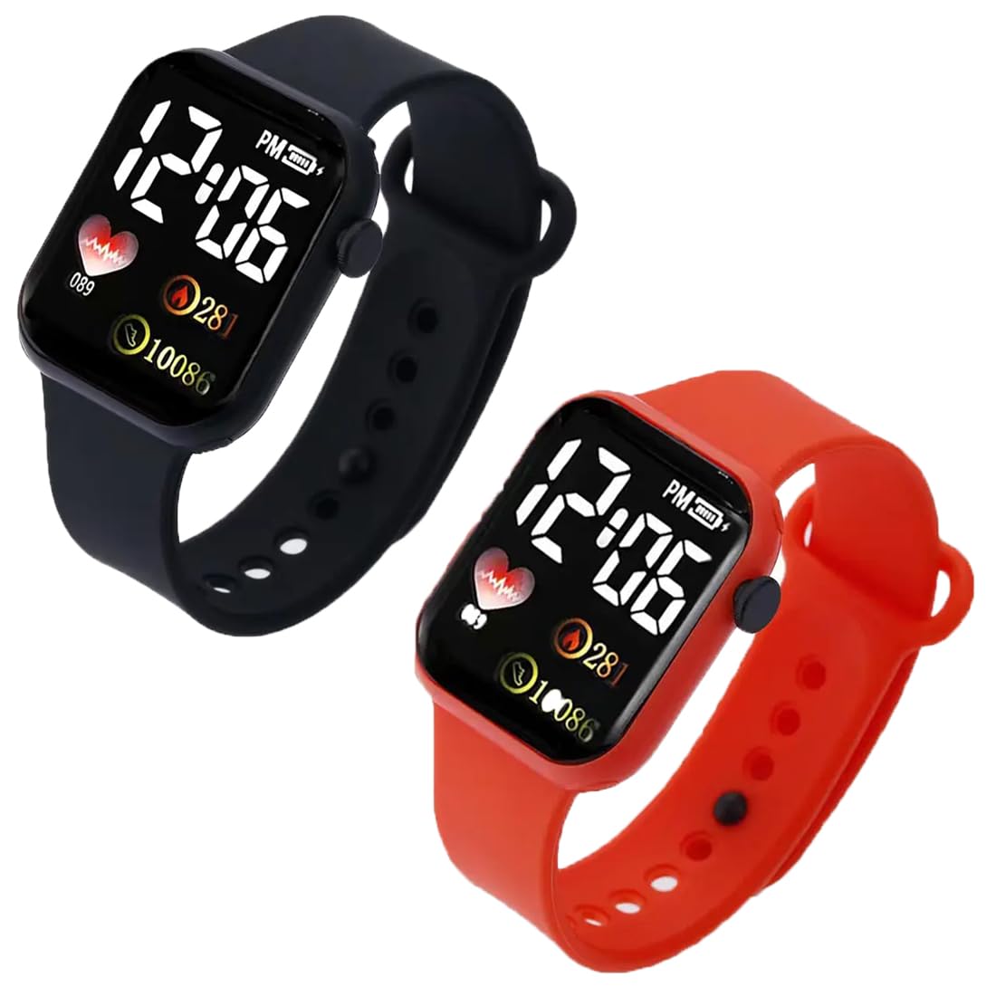 Goldenize Fashion New Waterproof Day Date Display Muticolour Electronic Children Kids Digital Sports Fitness Square Led Watch for Kids, Boy & Baby Girls- Watch for Kids Gift-Pack of 2 (Black-Red) (B0CFR96FT9) Amazon Price History, Amazon Price Tracker