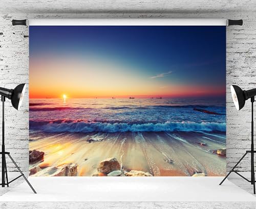 Fondo fotográfico 7x5 ft Playa y Atardecer miniatura 3