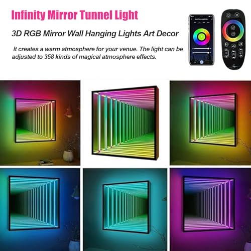Lampa Infinity – zmieniająca kolor RGB artystyczna lampa ścienna, unikalna lampa biurkowa dla graczy, sensoryczna dekoracja pokoju, idealna do sypialni i garażu