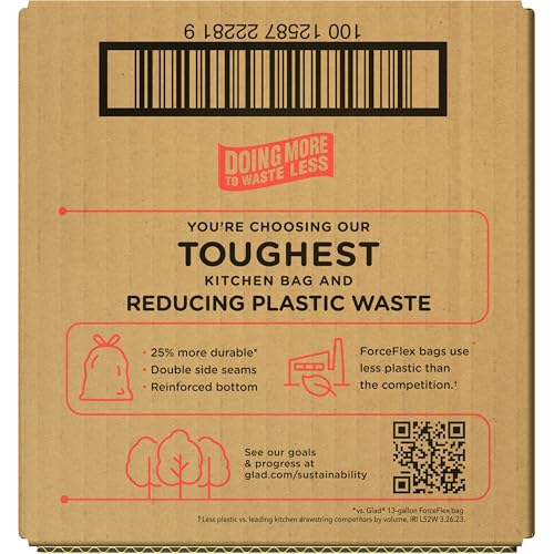 Glad Tall Kitchen Trash Bags 13 Gallon, MaxStrength Lemon Fresh Bleach Garbage Bags, Drawstring, 90 Count - image 7