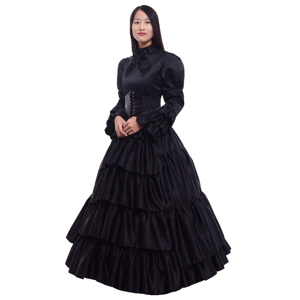 GRACEART Vittoriano Abito da Ballo da Donna Carnevale Costume di Carnevale (M, Nero)