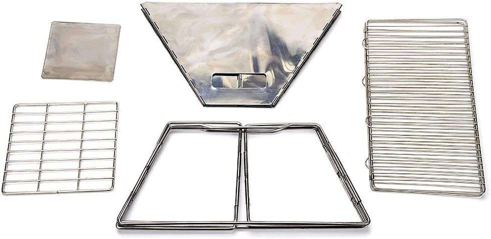 Quick Grill Medium: Original Folding Charcoal BBQ Grill Made from Stainless Steel/Carrying Bag for Backpacking Included /