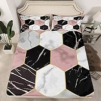 Bodhi Set Biancheria Da Letto 3 Pezzi Effetto Marmo Colorato - Stampa 3D - Morbida Microfibra (Piazza E Mezza)