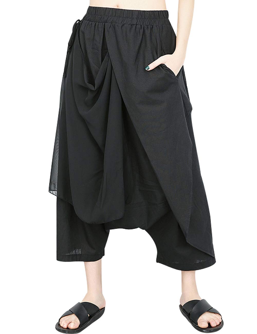 Bigasset Women's Elastic Baggy Hippie Yoga Harem Pants with Pockets