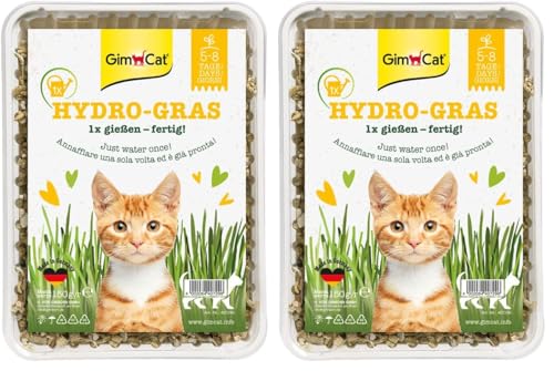 GimCat Hydro-Gras - Herbe à Chat fraîche Issue d’Une Culture en Plein air contrôlée en Seulement 5 à 8 Jours - 1 barquette (1 à 150 g) (Lot de 2)